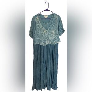 Bohemian Blue Embroidered Dress